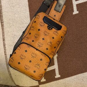 MCM Tan Visetos crossbody Bag